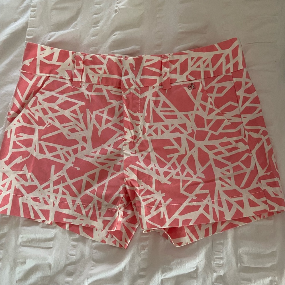 Coral and cream Calvin Klein shorts